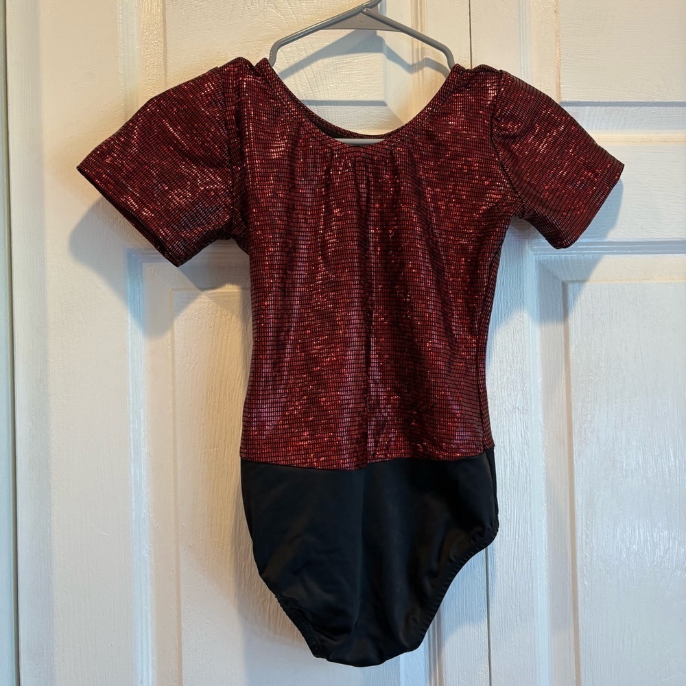 Vintage Short Sleeve Red and Black Leotard - Size XS or S - Picture 3 of 4